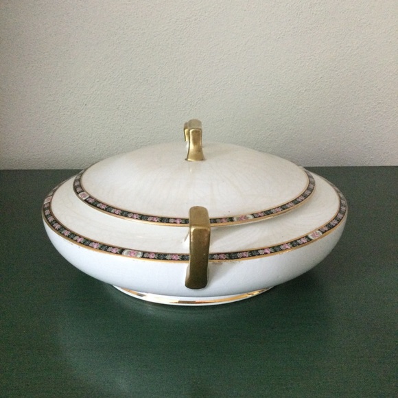 Antique 1920s HOMER LAUGHLIN Covered Serving Dish – Gold Trim Crackled Glaze EUC - Picture 4 of 16